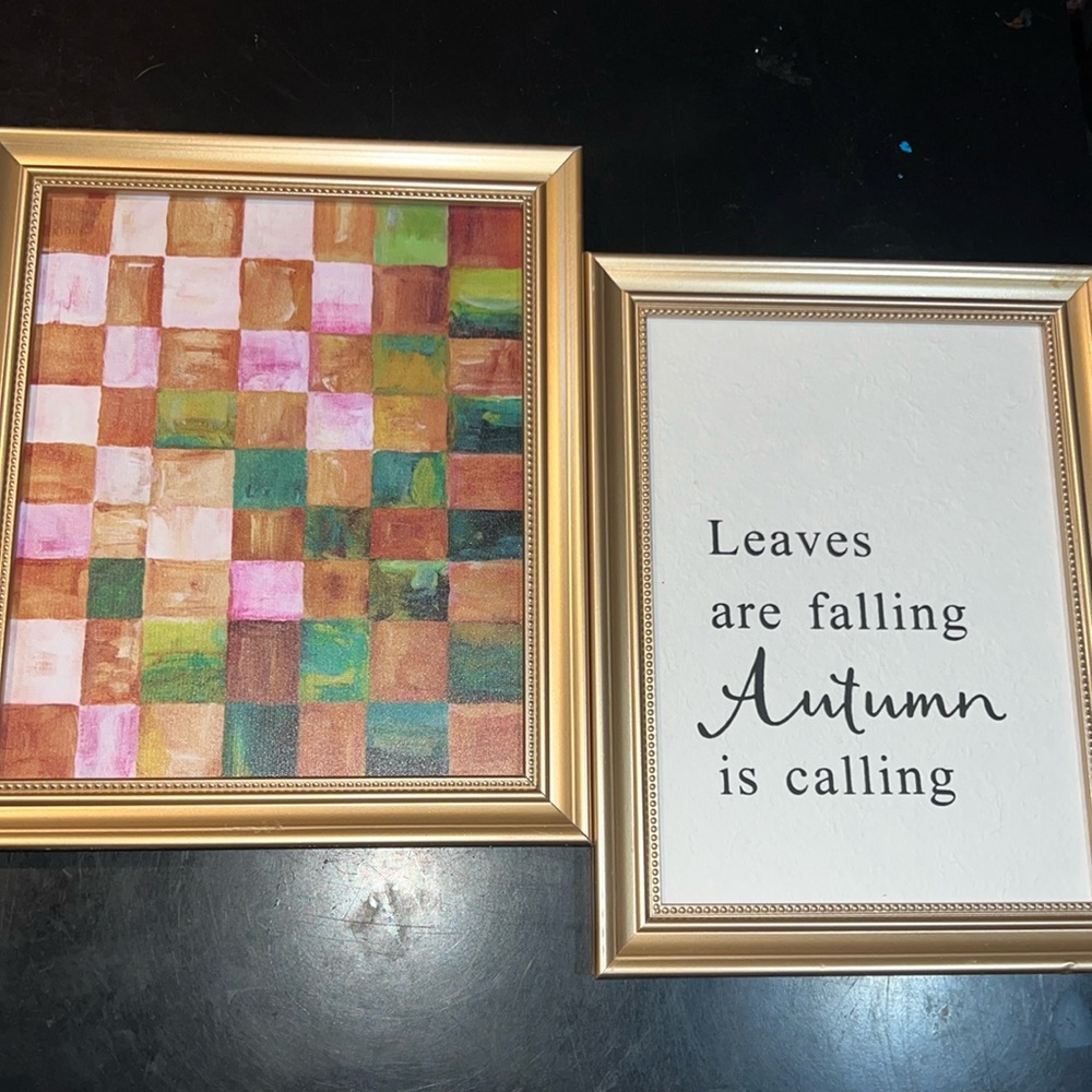 2- Nwt Wall Decor Autumn and Checker